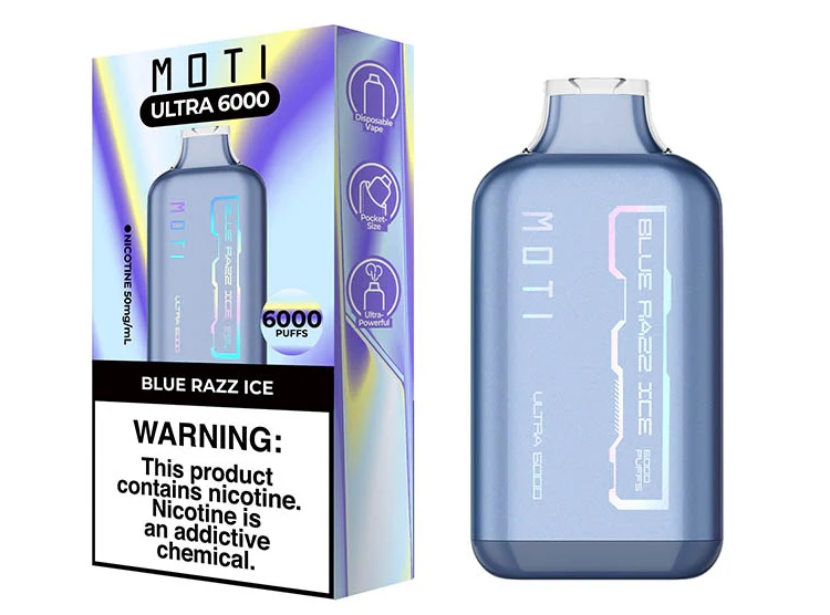 MOTI Ultra 6000 Puffs Vape - Blue Razz Ice: Ireland's Electric Blue Refreshment Revolution
